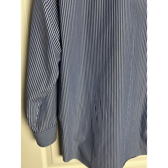 Lauren Ralph Lauren Mens Dress Shirt Size 16 1/2  32/33 Slim Fit Blue Stripe F18 - Picture 11 of 12